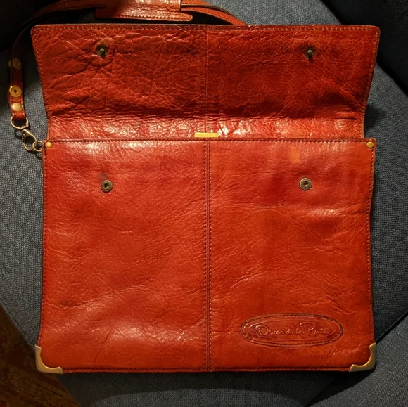 Vintage Oscar de la Renta Leather Brown Shoulder Briefcase Bag Bond Street Ltd - Picture 3 of 8